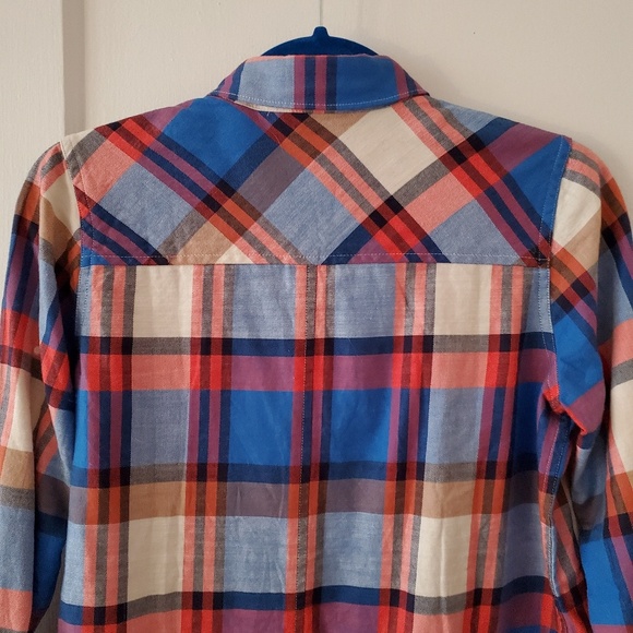 J Crew blue red Pacey plaid cotton shirt 2P boy - Picture 4 of 7